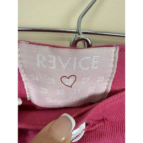 Revice Venus Flares Star Butt High Rise Jeans Pink Fuchsia Size 26 Retro Y2K - Picture 14 of 15